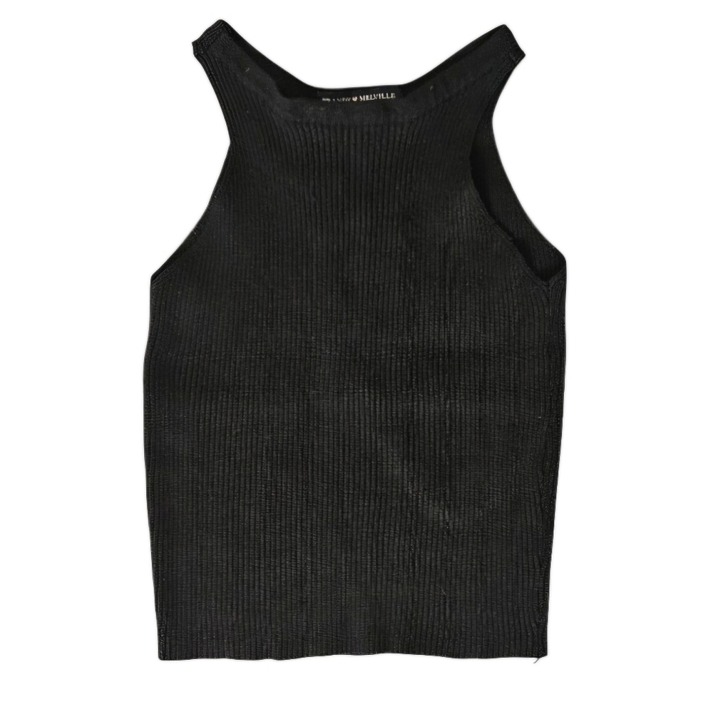 Brandy Melville Cropped Tank Sweater Cut-out Back Detail Black One Size